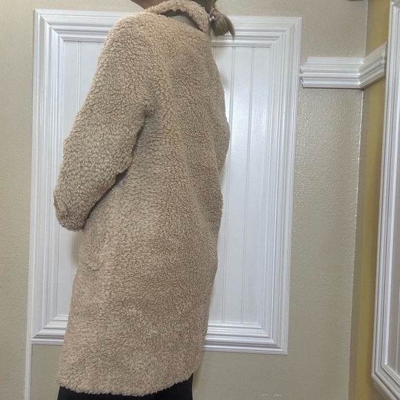 Women's Tan Sherpa Coat - Picture 4 of 11